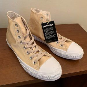 NIB Satin Converse CTAS Hi-Top, Parchment, Size 9